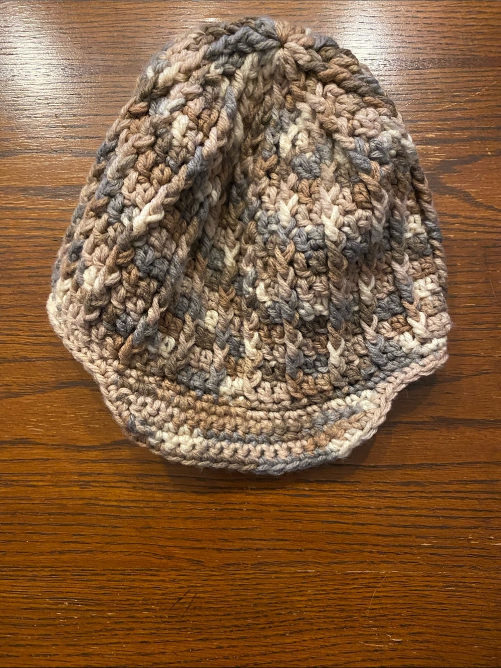 Kids Crochet Beanie in Neutral Brown and Gray